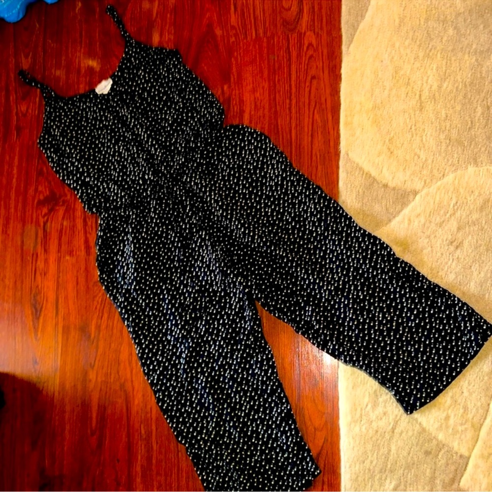 Tommy Bahama black and white romper w adj straps, waist tie linen blend size S
